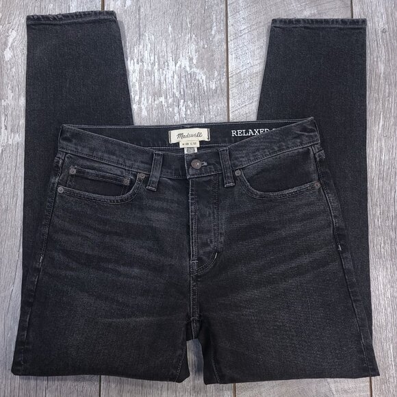 Madewell Jeans Mens 29x28 Claybrook Black Relaxed Tapered Fit Denim Pants - Picture 4 of 9